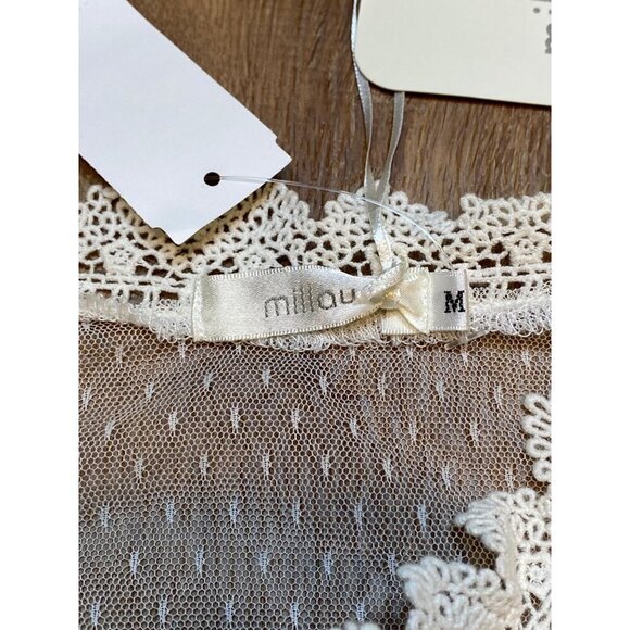 Millau Womens Lace Trim‎ Sheer Sleeveless Button-Up Top M NWT - Picture 5 of 7